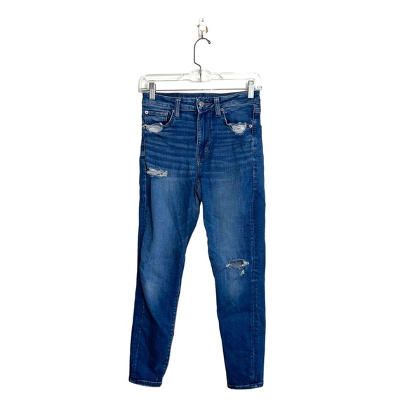 American Eagle High Rise Medium Wash Distressed Skinny Jeans 6 Short Women’s - Picture 1 of 13